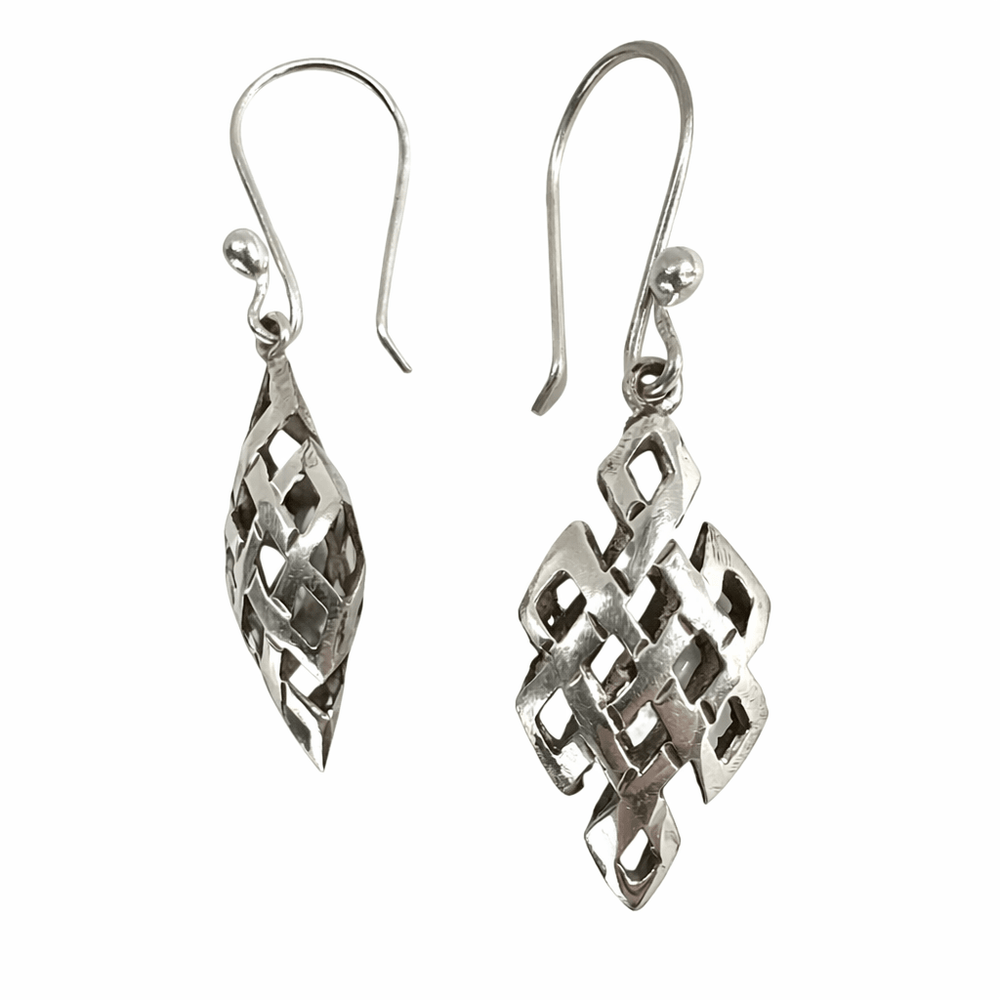 «Unendlicher Knoten» Ohranhänger aus Silber - Atelier Tibet