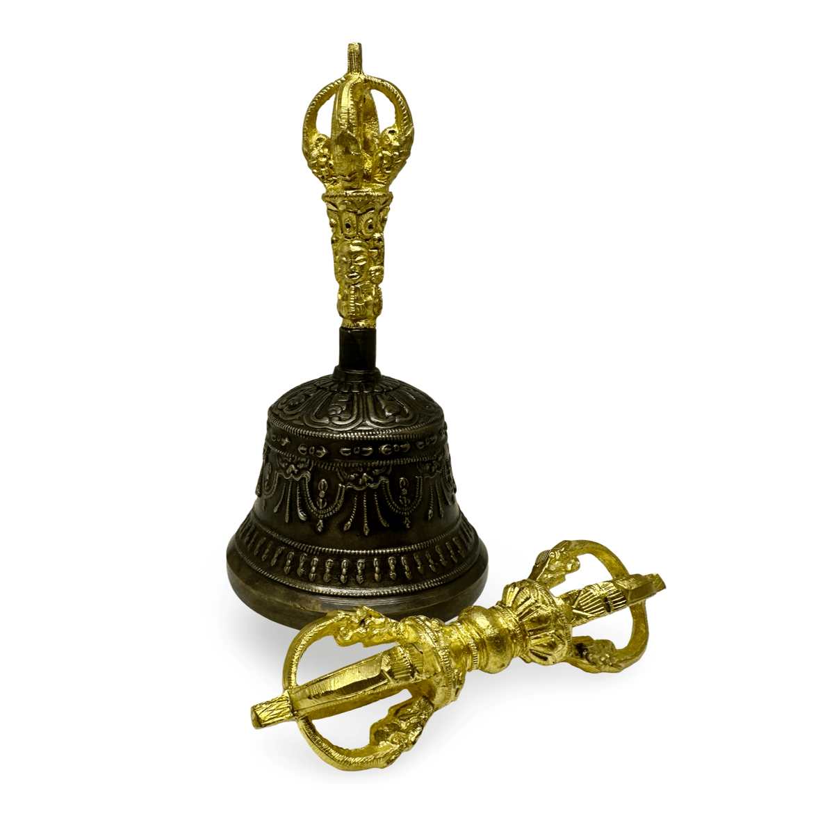 Vajra und Ghanta - Set aus vergoldeter Bronze - Atelier Tibet