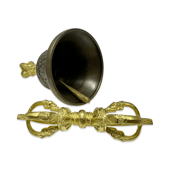 Vajra und Ghanta - Set aus vergoldeter Bronze - Atelier Tibet