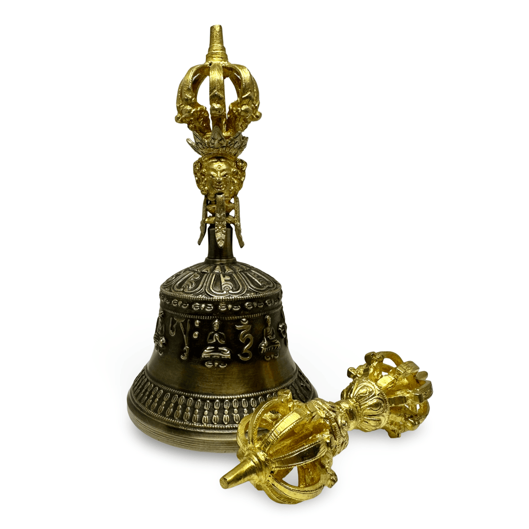 Vajra und Ghanta - Set aus vergoldeter Bronze - Atelier Tibet