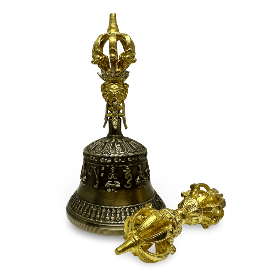 Vajra und Ghanta - Set aus vergoldeter Bronze - Atelier Tibet
