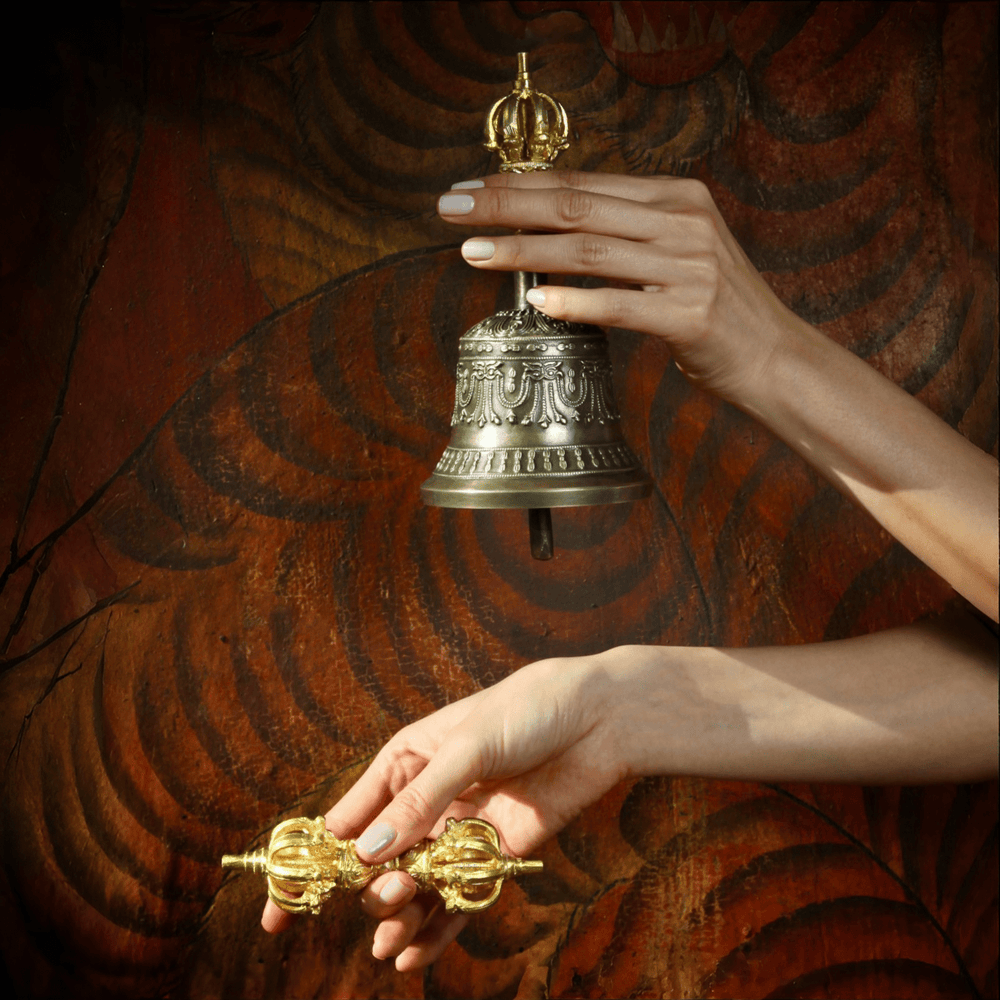 Vajra und Ghanta - Set aus vergoldeter Bronze - Atelier Tibet