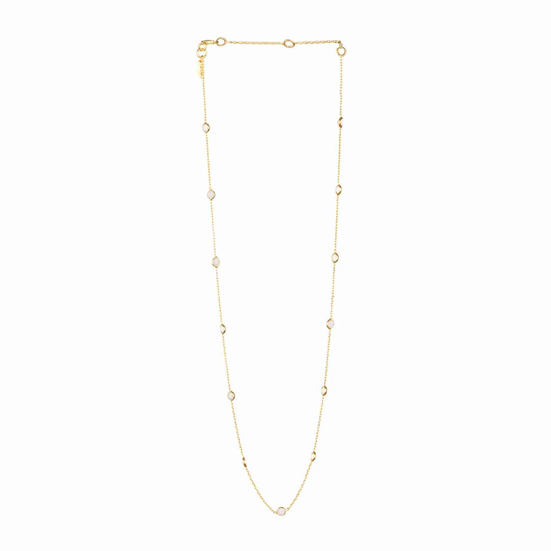 Vergoldete Halskette mit Regenbogen Mondstein - Atelier Tibet