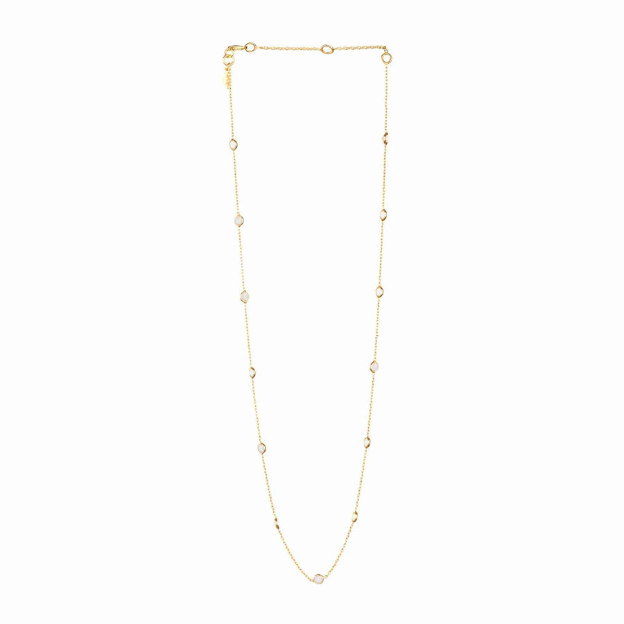 Vergoldete Halskette mit Regenbogen Mondstein - Atelier Tibet