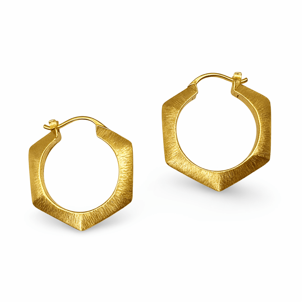 Vergoldete Hexagon - Kreolen - Handwerk aus Tibet - Atelier Tibet