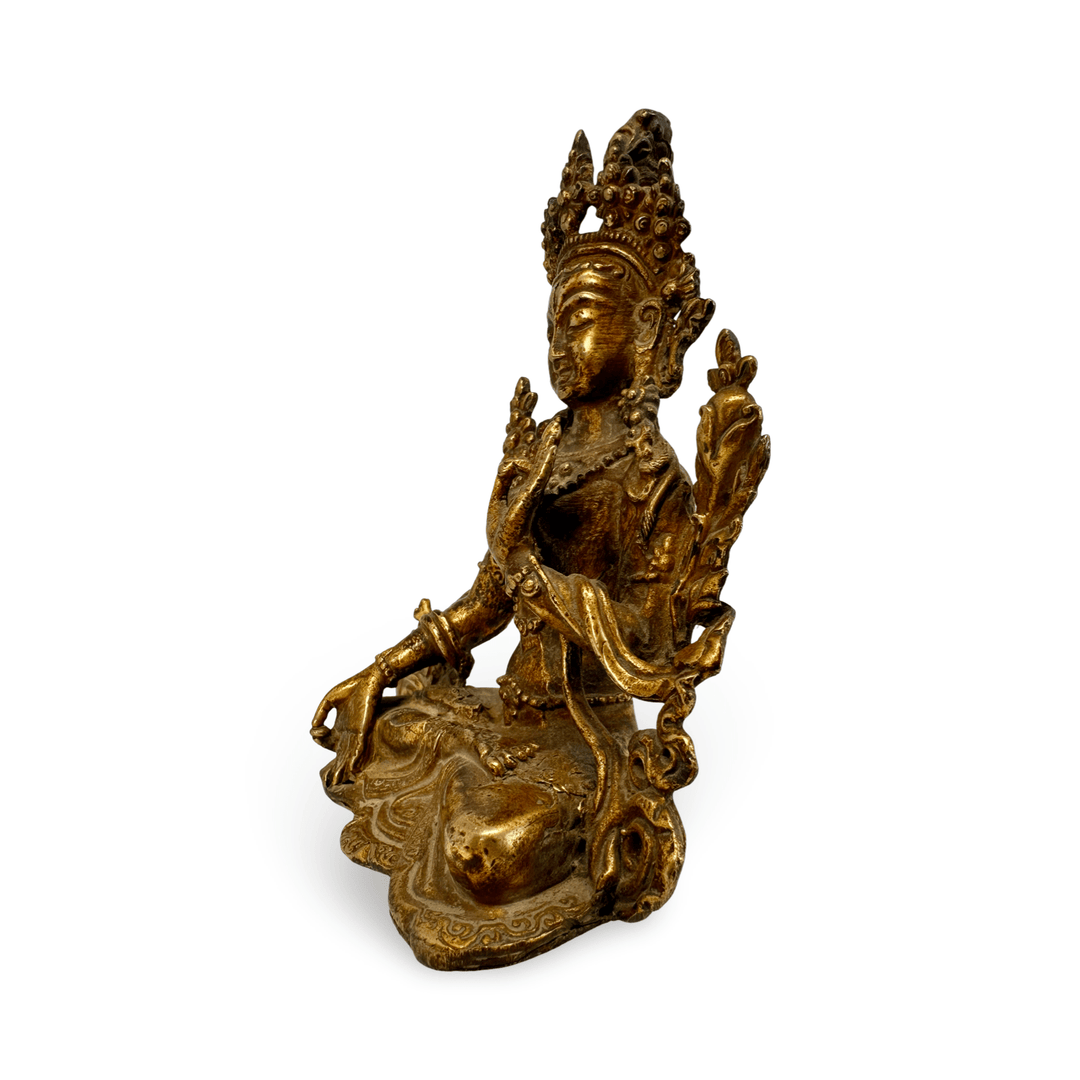 Vergoldete Kupferstatue der Weissen Tara in antikem Stil - Atelier Tibet