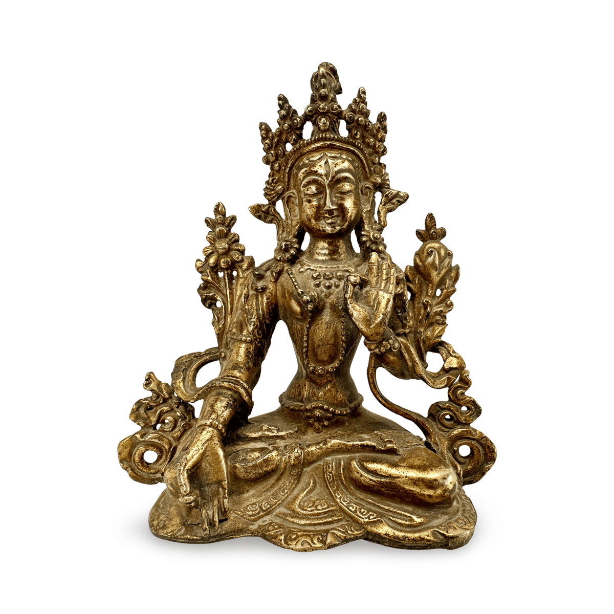 Vergoldete Kupferstatue der Weissen Tara in antikem Stil - Atelier Tibet