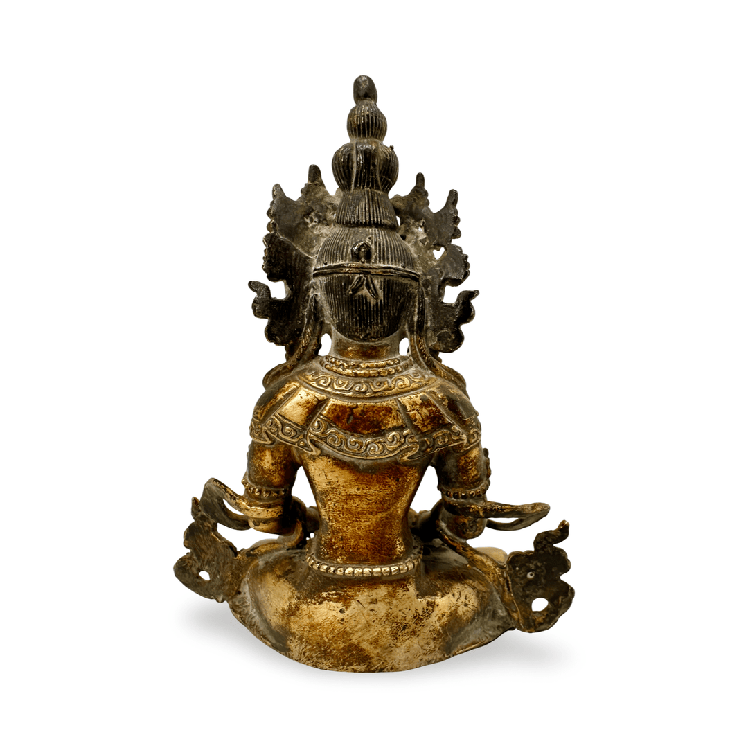 Vergoldete Kupferstatue des Amitayus in antikem Stil - Atelier Tibet