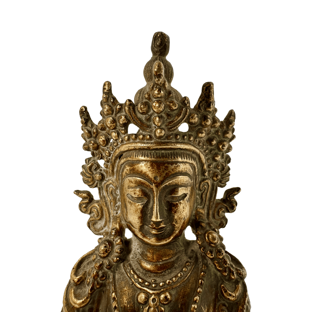 Vergoldete Kupferstatue des Amitayus in antikem Stil - Atelier Tibet
