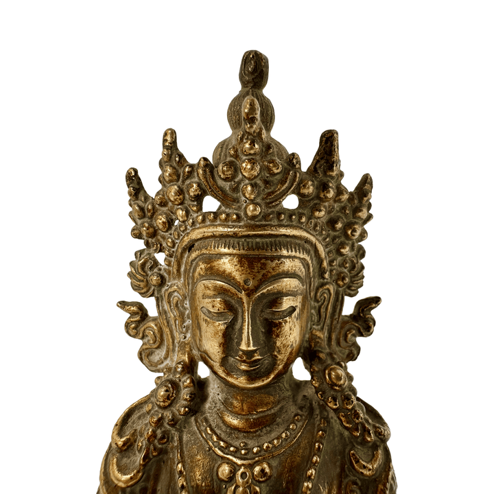 Vergoldete Kupferstatue des Amitayus in antikem Stil - Atelier Tibet