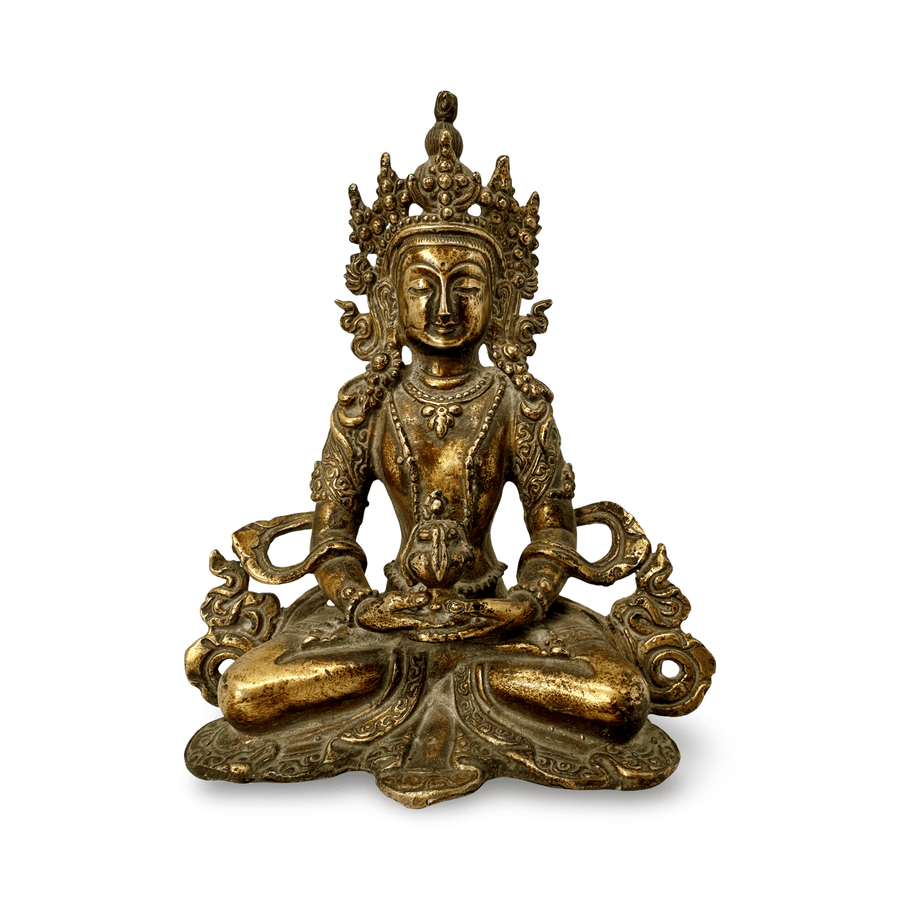 Vergoldete Kupferstatue des Amitayus in antikem Stil - Atelier Tibet