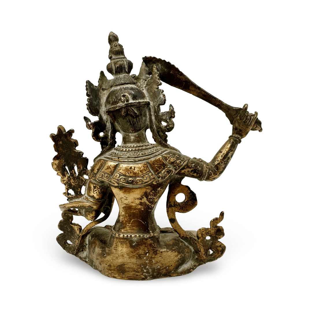 Vergoldete Kupferstatue des Manjushri in antikem Stil - Atelier Tibet