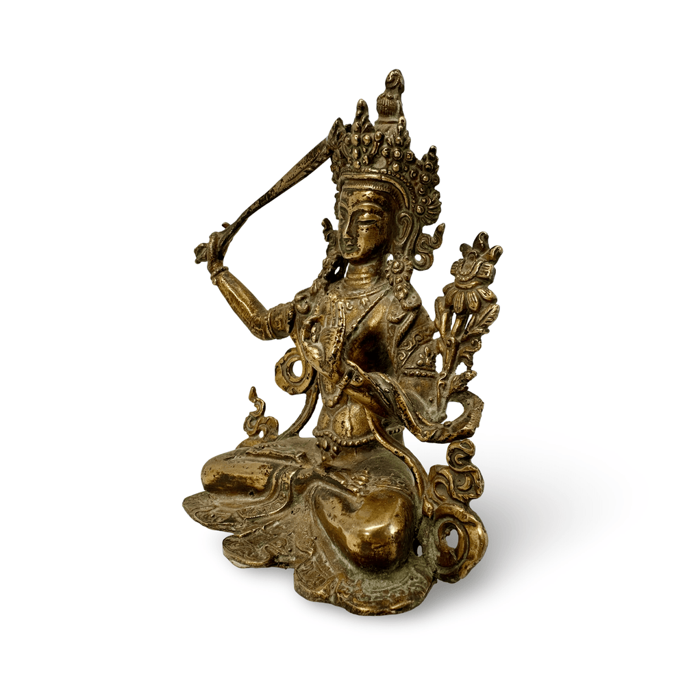 Vergoldete Kupferstatue des Manjushri in antikem Stil - Atelier Tibet