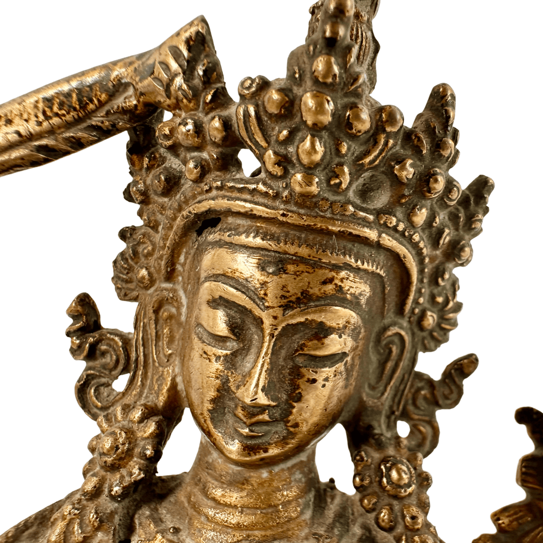 Vergoldete Kupferstatue des Manjushri in antikem Stil - Atelier Tibet
