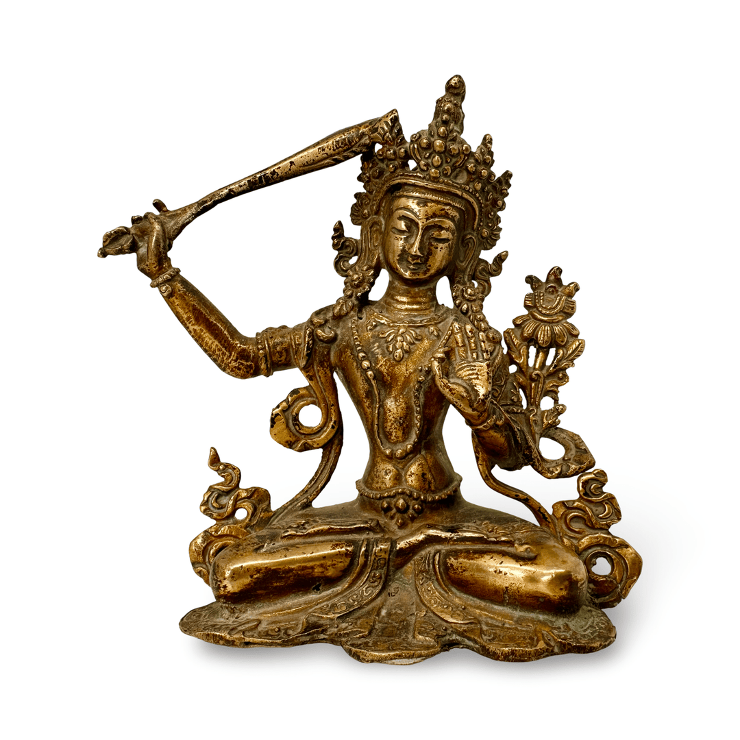 Vergoldete Kupferstatue des Manjushri in antikem Stil - Atelier Tibet