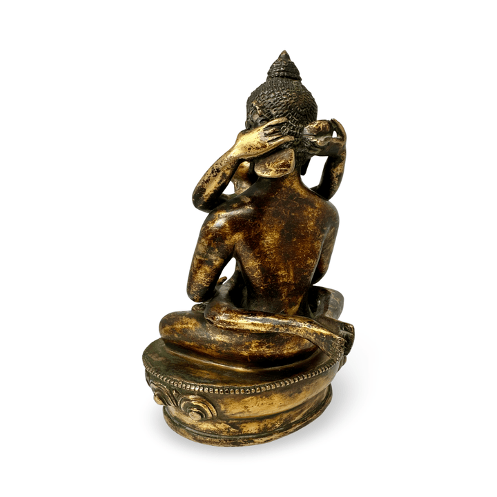 Vergoldete Kupferstatue «Samantabhadra» in antikem Stil mit Patina - Atelier Tibet