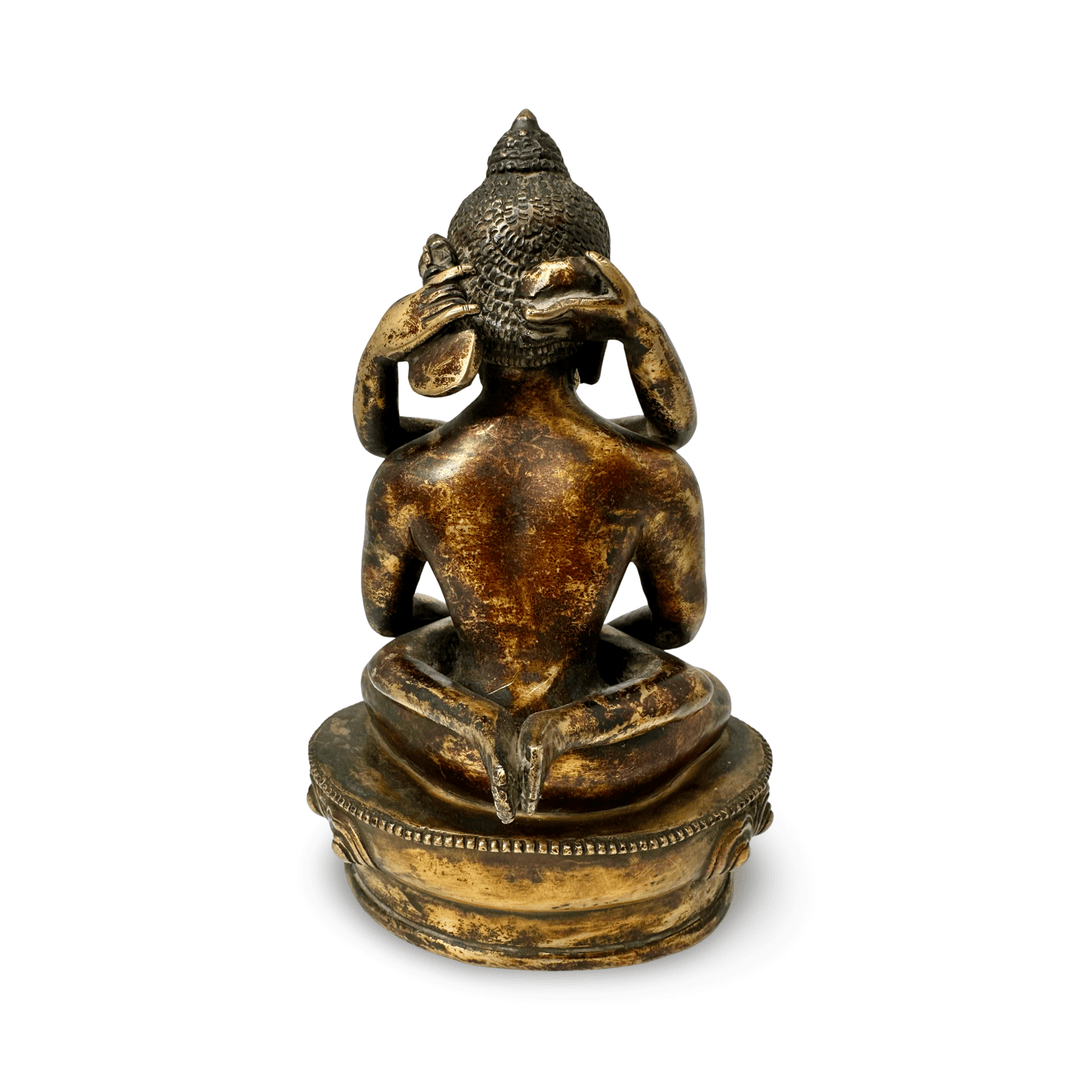Vergoldete Kupferstatue «Samantabhadra» in antikem Stil mit Patina - Atelier Tibet