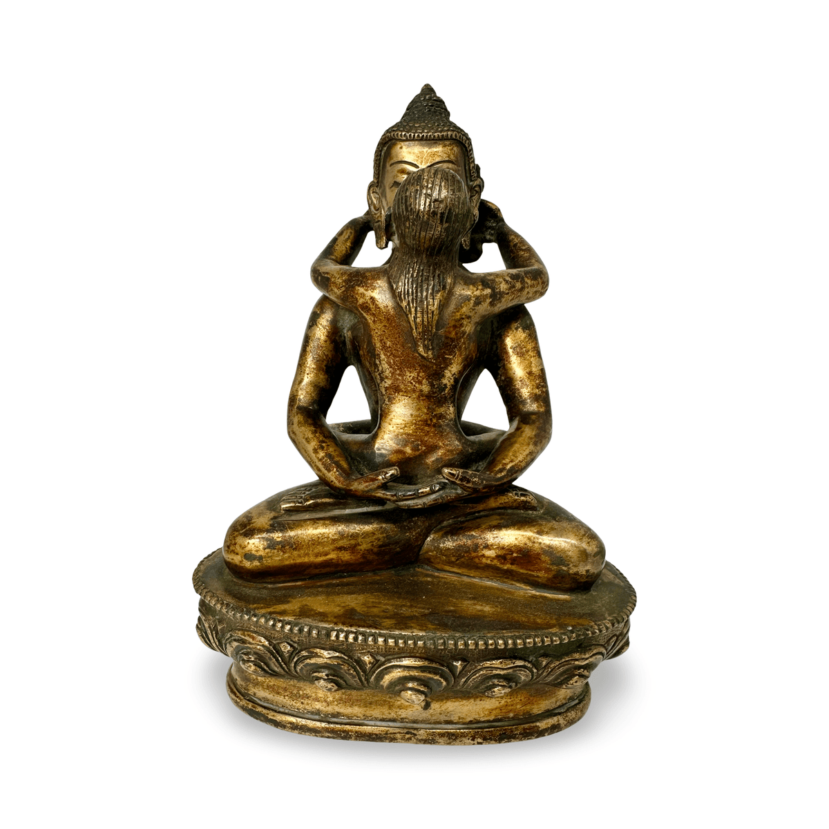 Vergoldete Kupferstatue «Samantabhadra» in antikem Stil mit Patina - Atelier Tibet