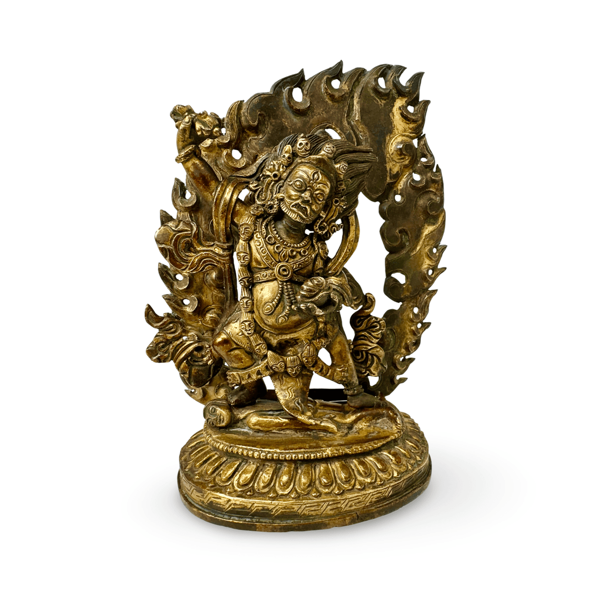 Vergoldete Kupferstatue «Vajrapani» in antikem Stil mit Patina - Atelier Tibet