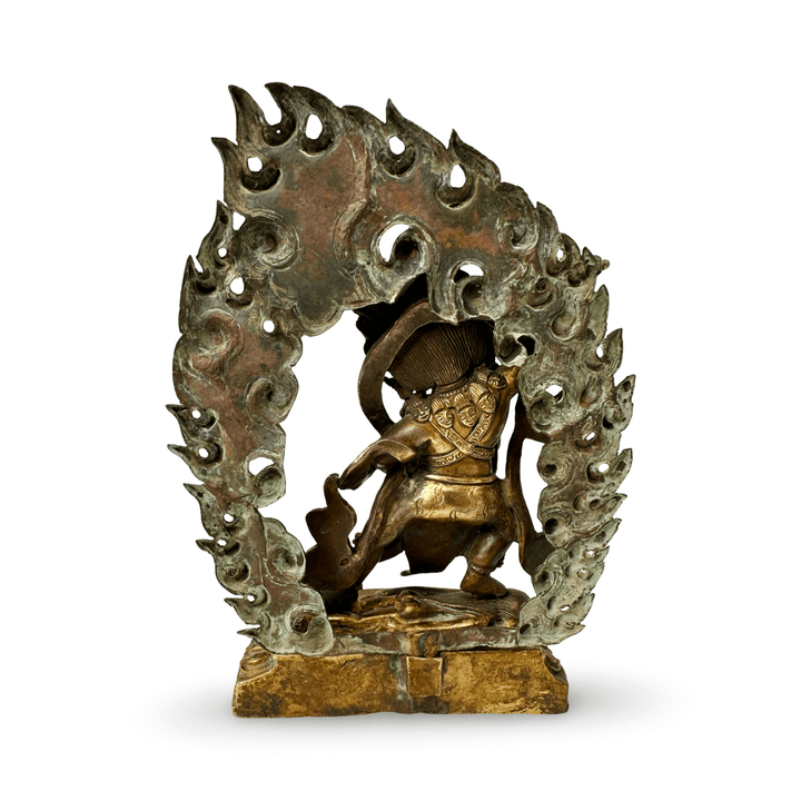 Vergoldete Kupferstatue «Vajrapani» in antikem Stil mit Patina - Atelier Tibet