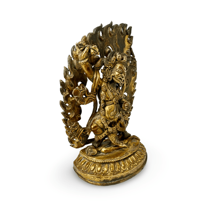 Vergoldete Kupferstatue «Vajrapani» in antikem Stil mit Patina - Atelier Tibet