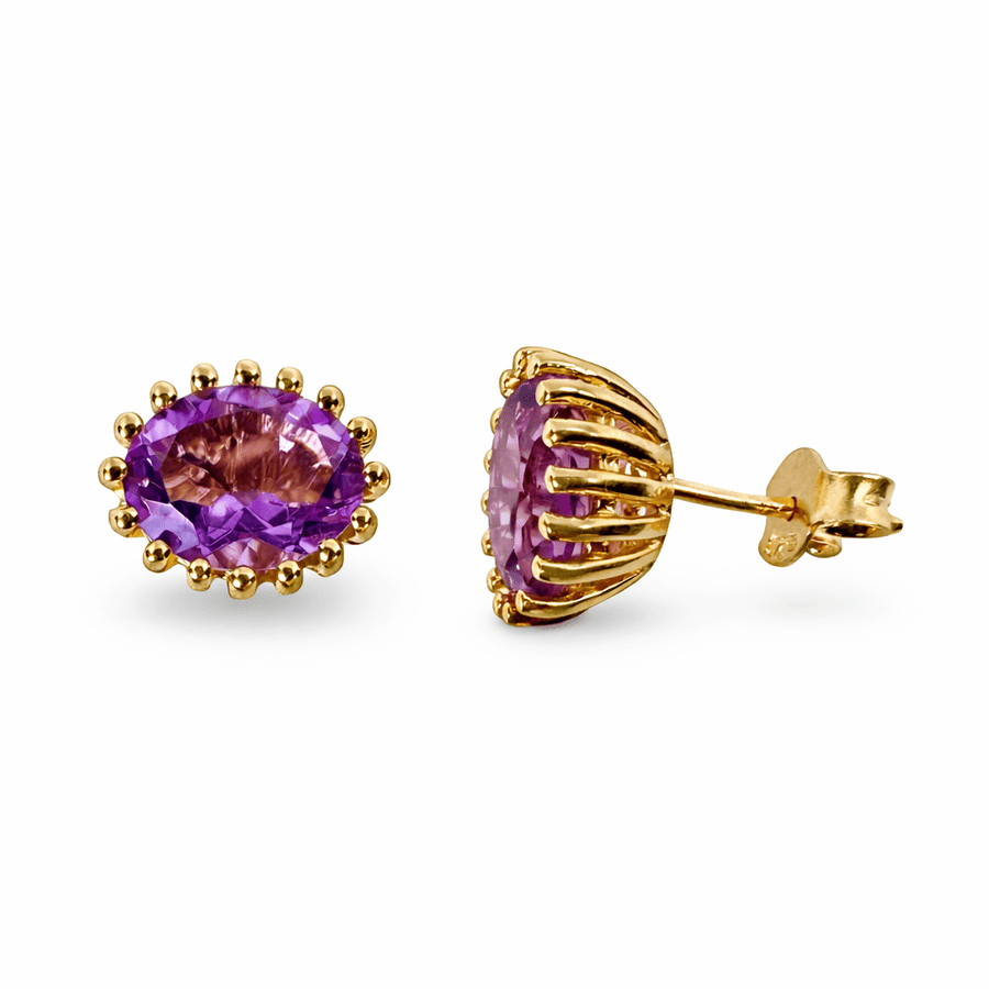 Vergoldete Ohrstecker mit Amethyst - Atelier Tibet