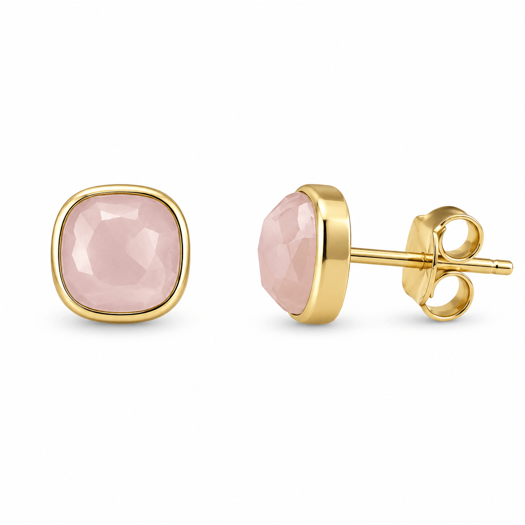 Vergoldete Ohrstecker mit Pink Chalcedon - Atelier Tibet