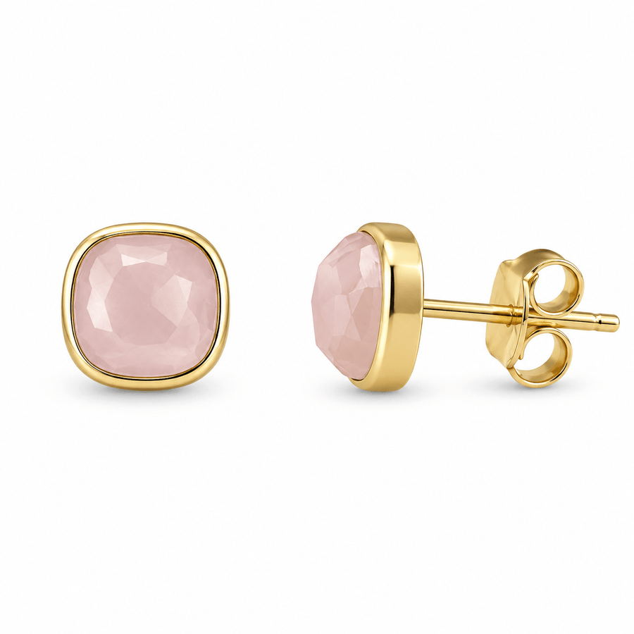 Vergoldete Ohrstecker mit Pink Chalcedon - Atelier Tibet