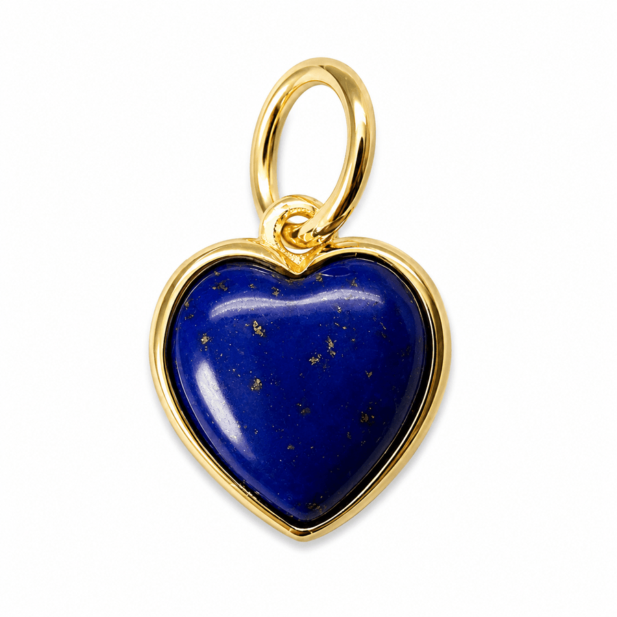 Vergoldeter herzförmiger Lapis Lazuli - Anhänger - Atelier Tibet