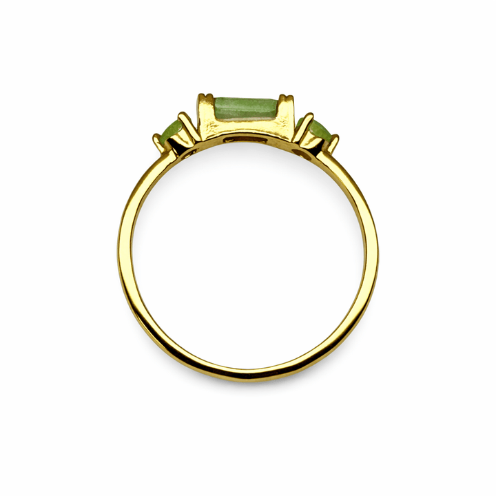 Vergoldeter Ring mit Nephrit - Einlagen - Atelier Tibet