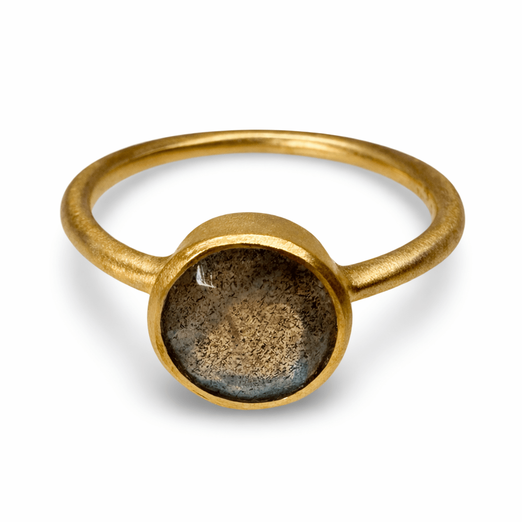 Vergoldeter Silberring, Labradorit - Atelier Tibet
