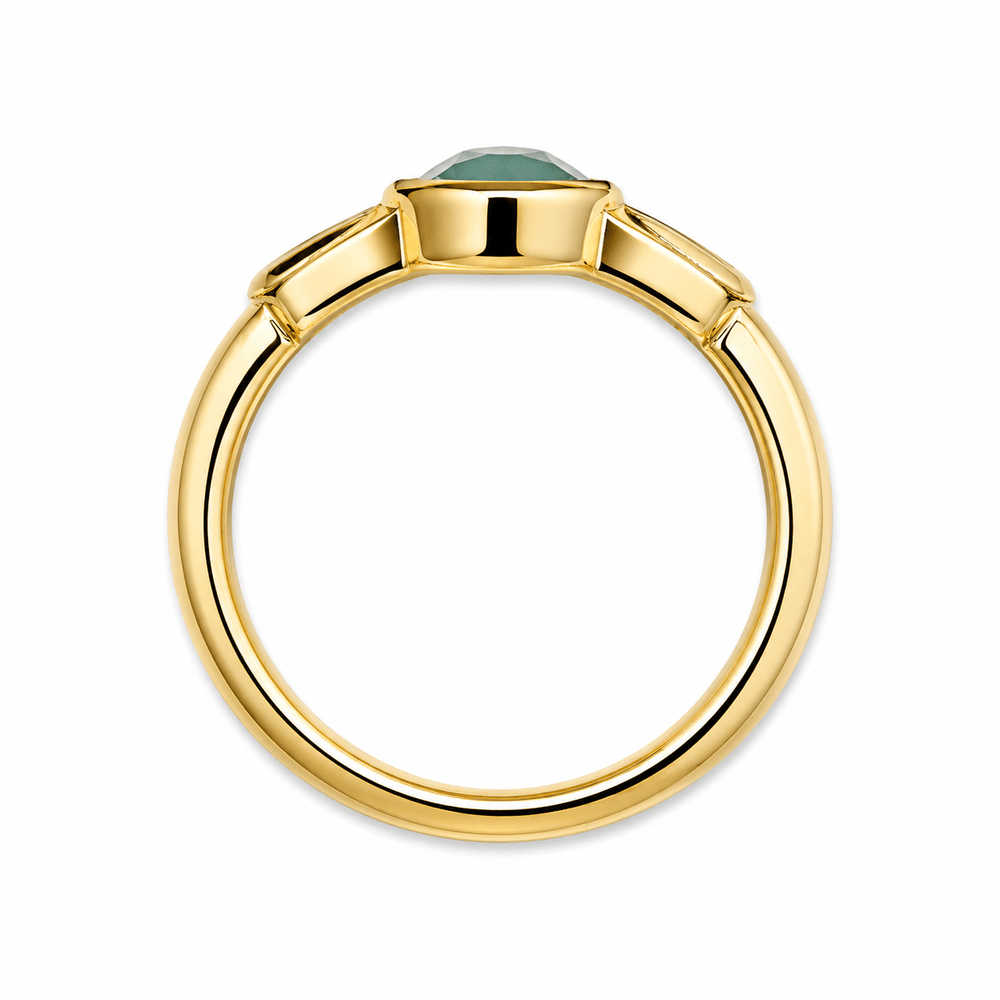 Vergoldeter Silberring mit Aqua Achat - Atelier Tibet