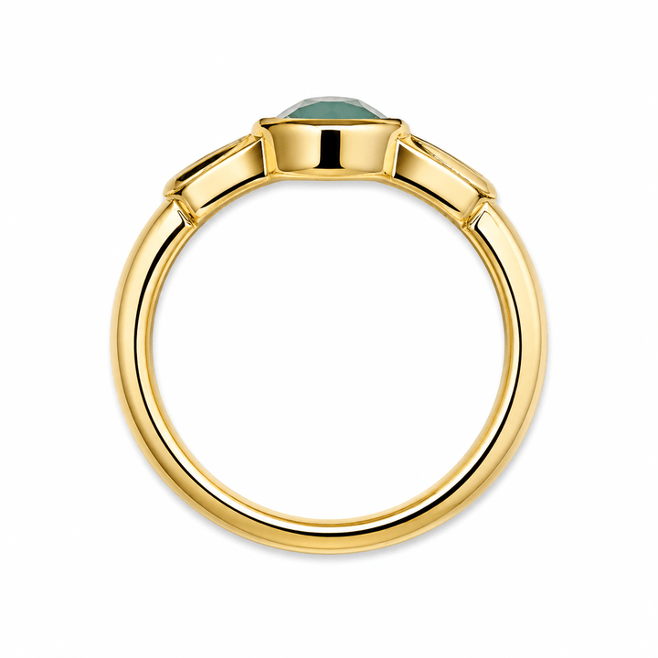 Vergoldeter Silberring mit Aqua Achat - Atelier Tibet