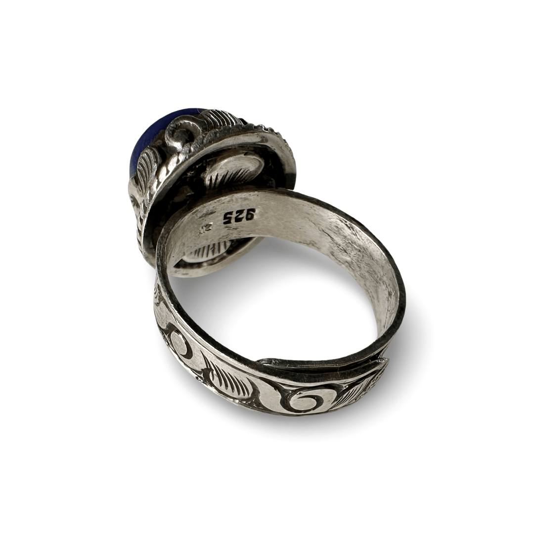 Verstellbarer Lapis Lazuli Silberring - Atelier Tibet