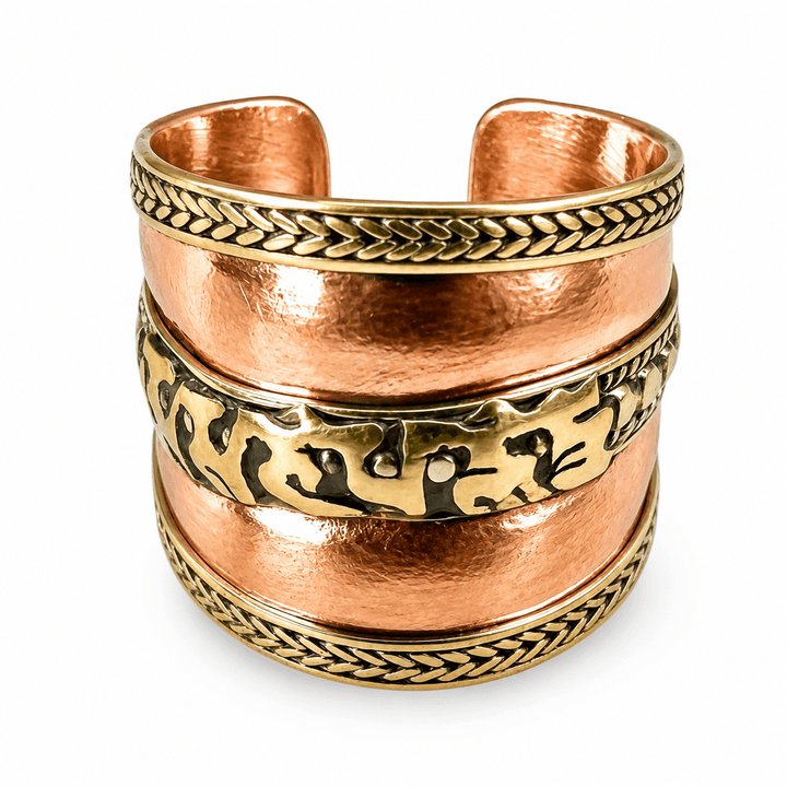 Verstellbarer Mantra-Ring aus Kupfer und Messing - Atelier Tibet