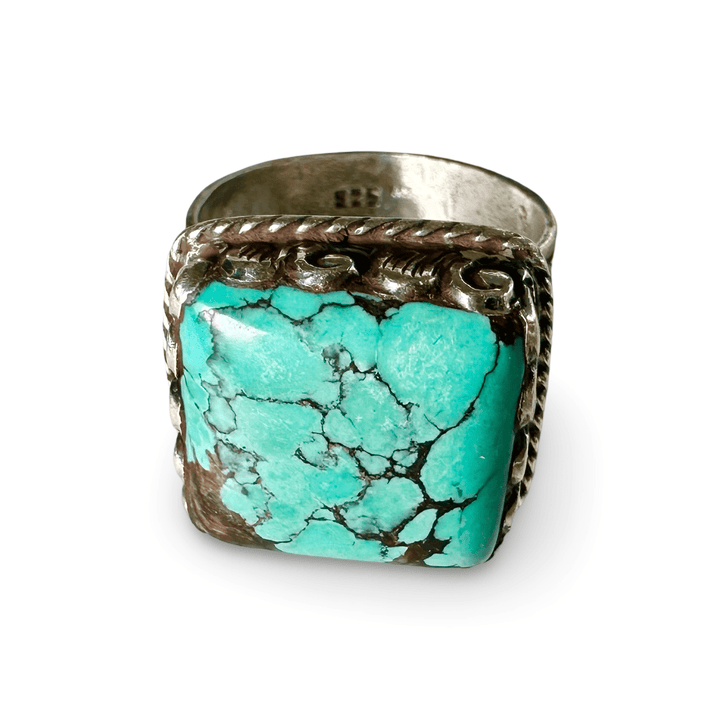 Verstellbarer Türkis Silberring - Atelier Tibet
