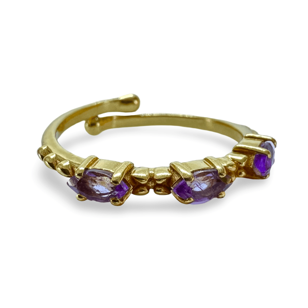 Verstellbarer vergoldeter Ring mit Amethyst - Atelier Tibet