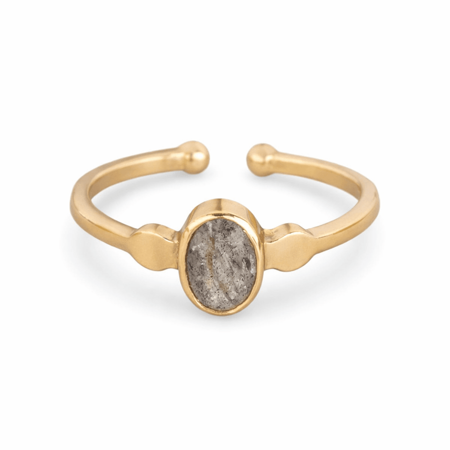 Verstellbarer vergoldeter Ring mit Labradorit - Atelier Tibet