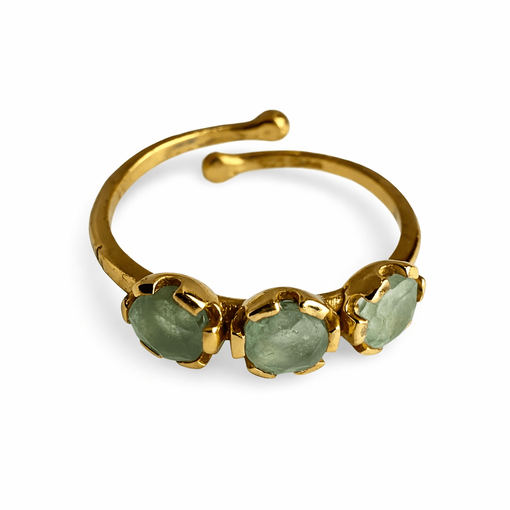 Verstellbarer vergoldeter Ring mit Nephrit - Atelier Tibet