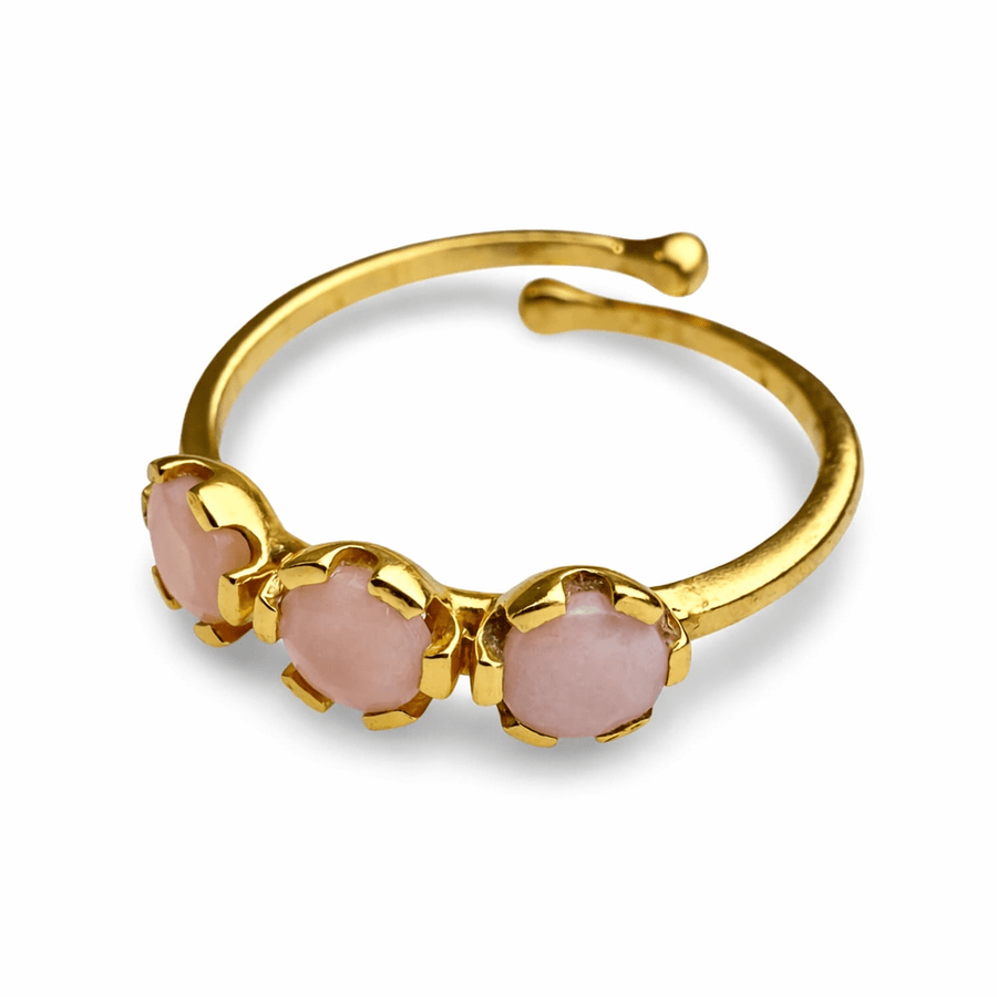Verstellbarer vergoldeter Ring mit Pink Opal - Atelier Tibet