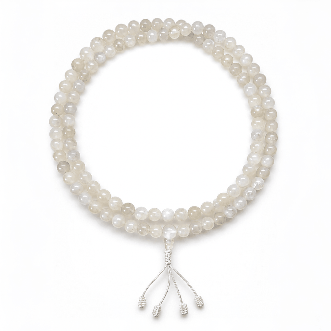 Weisse Mondstein Mala Gebetskette - Atelier Tibet