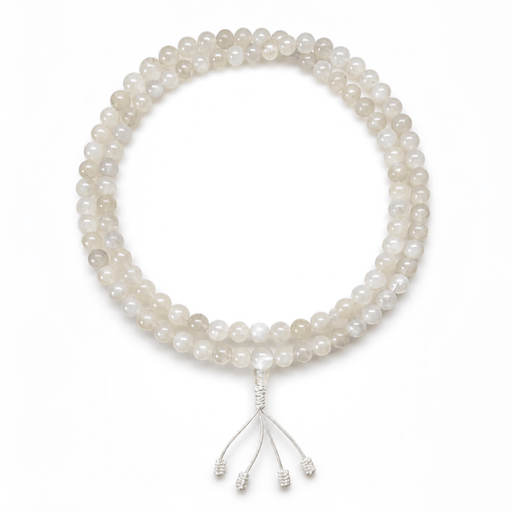 Weisse Mondstein Mala Gebetskette - Atelier Tibet