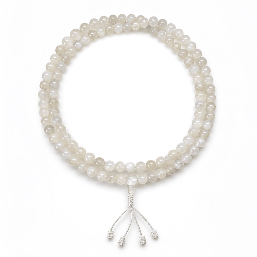 Weisse Mondstein Mala Gebetskette - Atelier Tibet