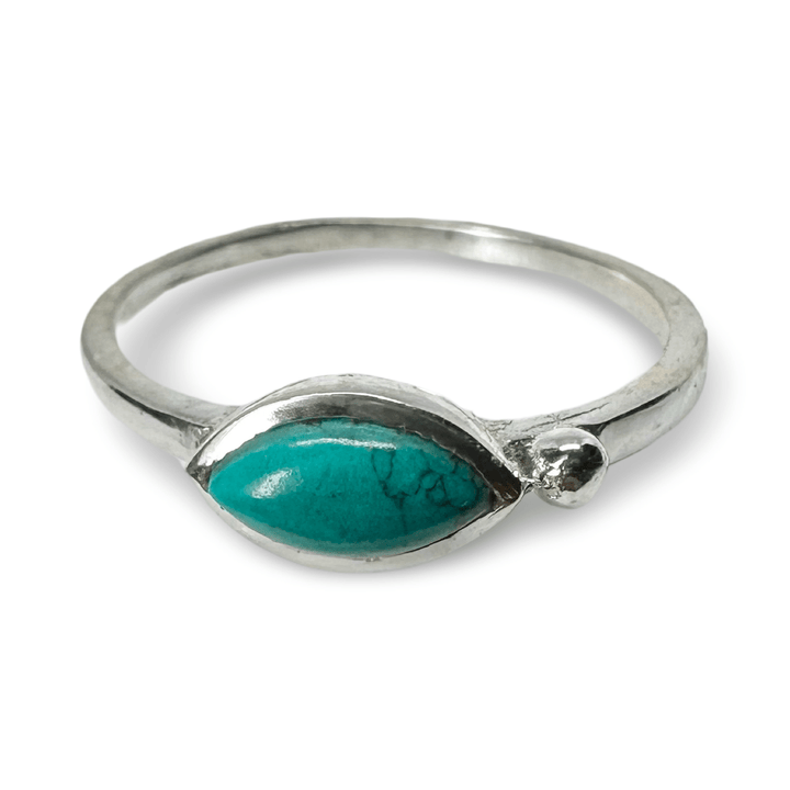 Zarter, eleganter Silberring mit farbigem ovalem Schmuckstein - Atelier Tibet