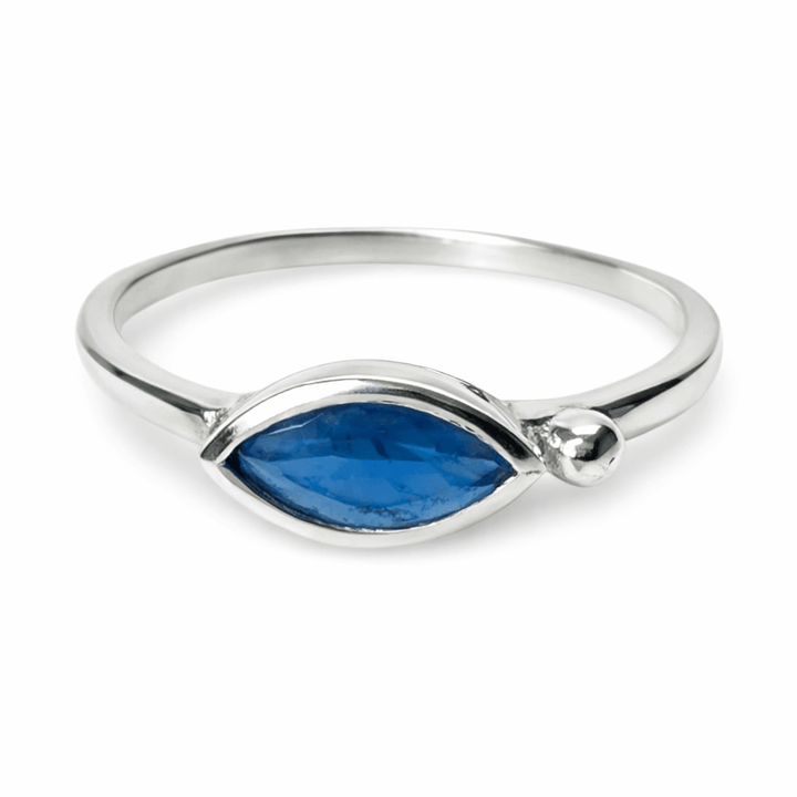 Zarter, eleganter Silberring mit farbigem ovalem Schmuckstein - Atelier Tibet