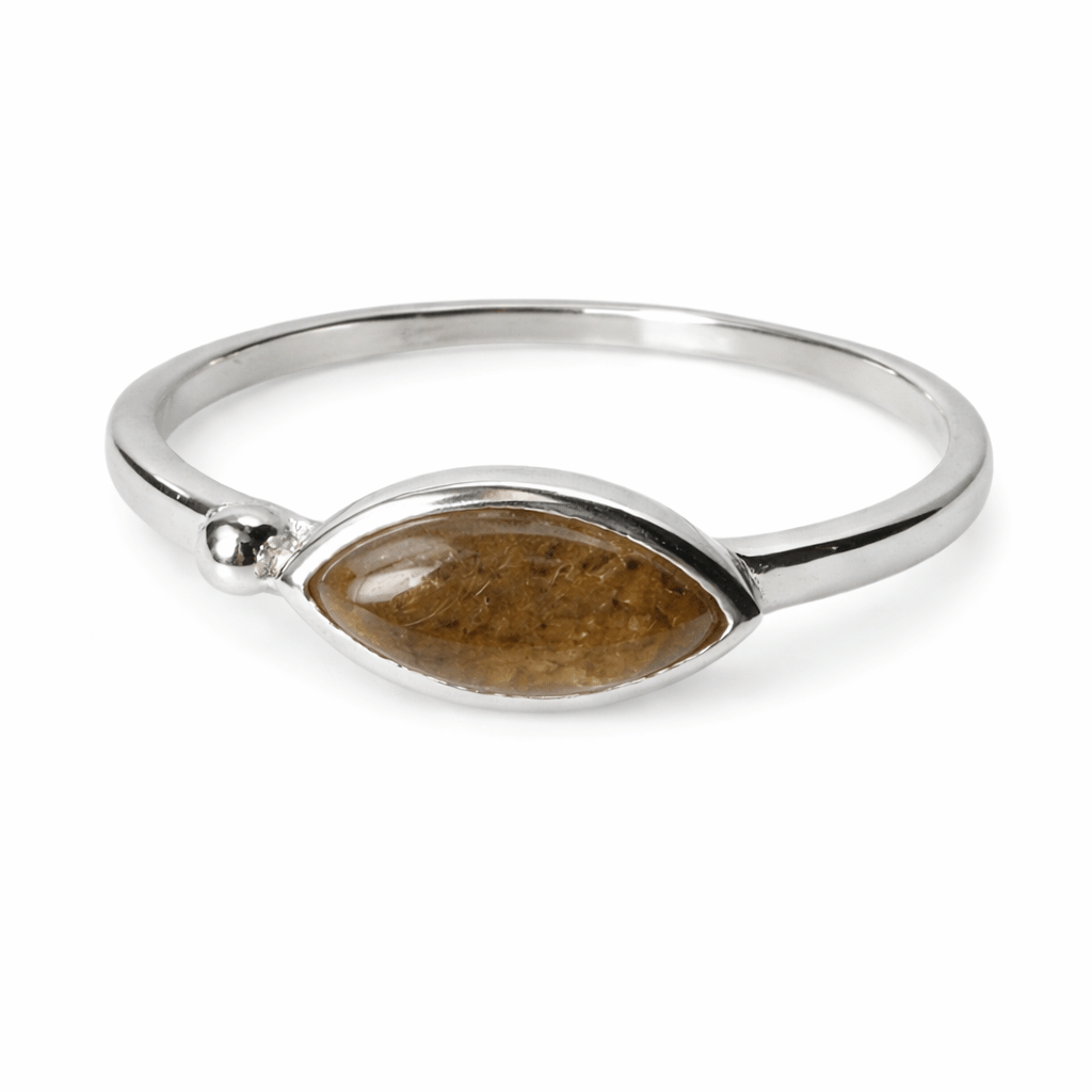 Zarter, eleganter Silberring mit farbigem ovalem Schmuckstein - Atelier Tibet