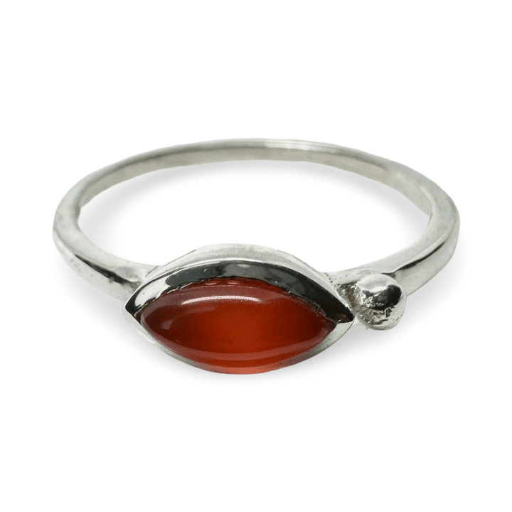 Zarter, eleganter Silberring mit farbigem ovalem Schmuckstein - Atelier Tibet