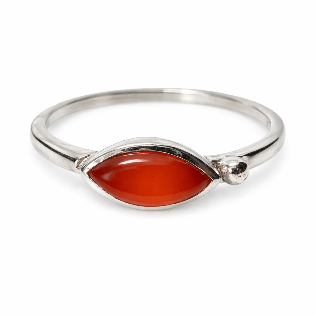 Zarter, eleganter Silberring mit farbigem ovalem Schmuckstein - Atelier Tibet