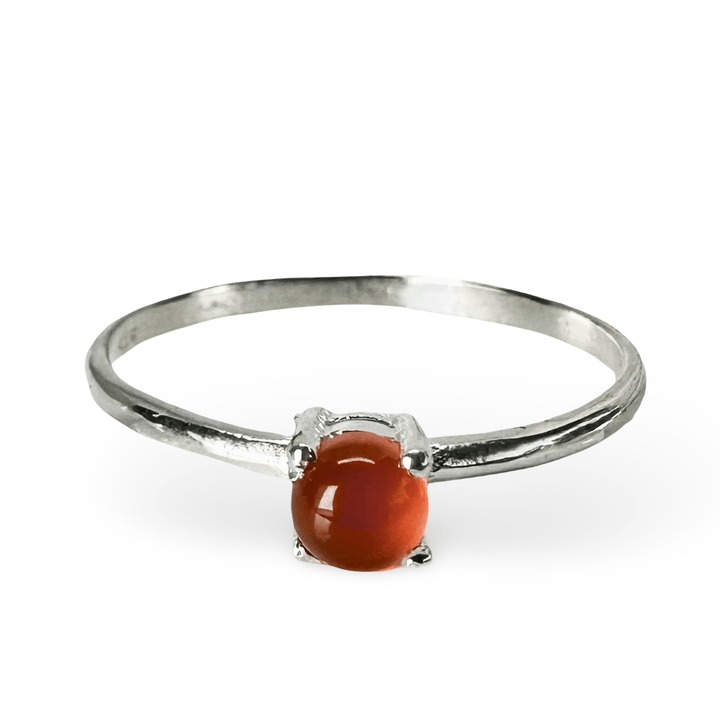 Zarter, eleganter Silberring mit farbigem Schmuckstein - Atelier Tibet