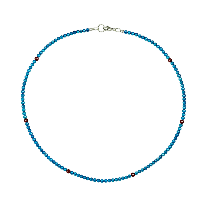 Zierliche Apatit - Halskette mit Granat - Verzierung - Atelier Tibet